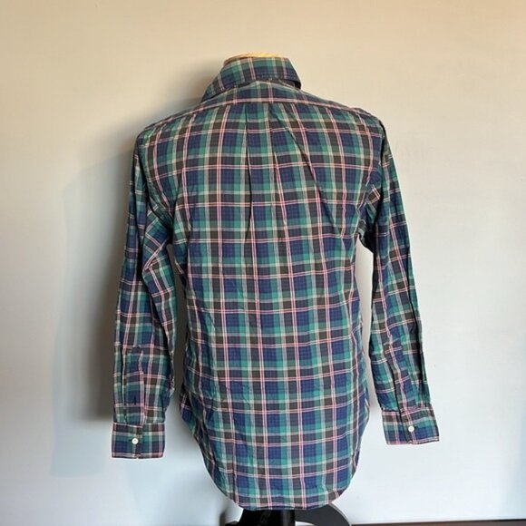 Gitman Bros Small Blue Green Plaid Made in USA - Picture 3 of 4